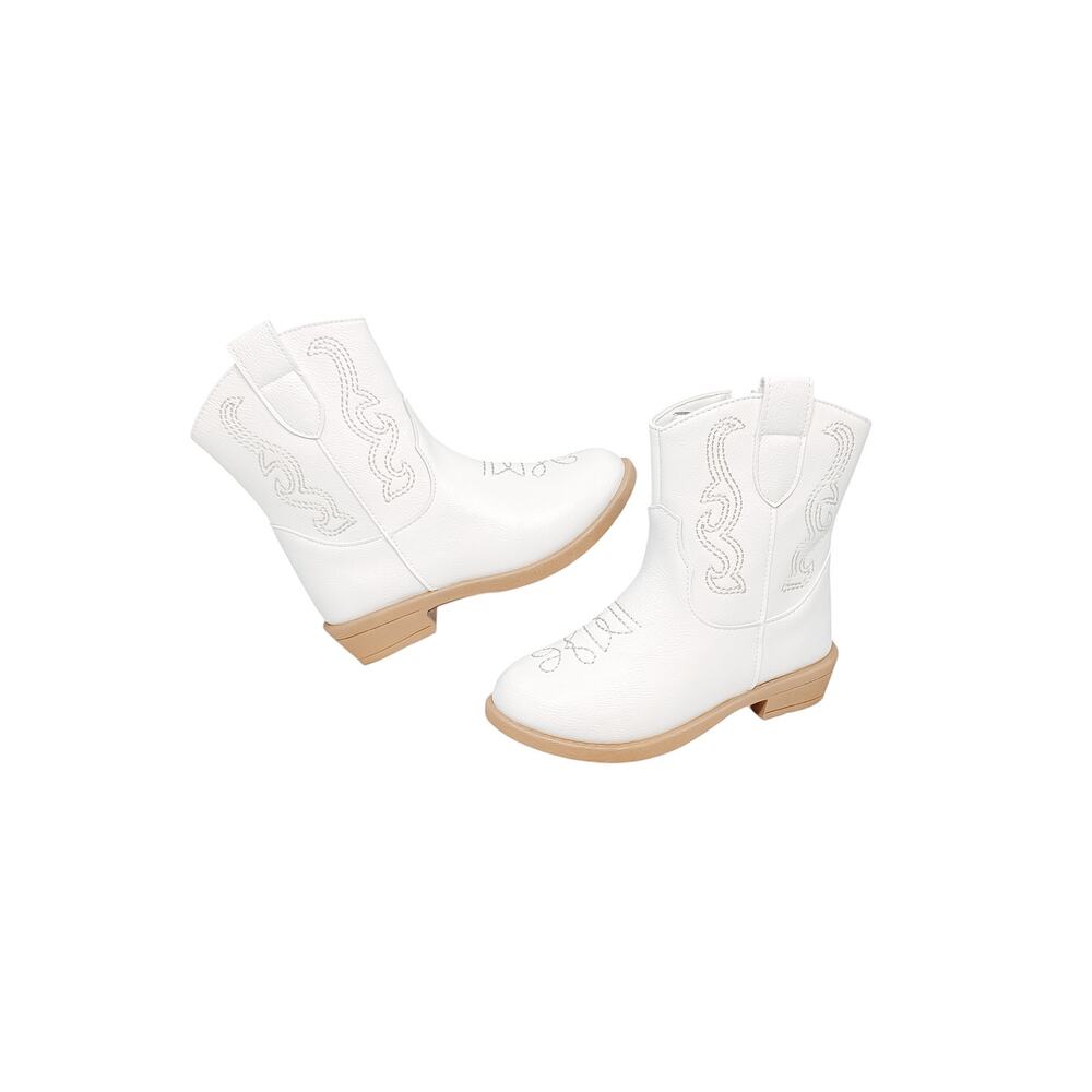 FabKids Whisper White Western Boots - Size 11T